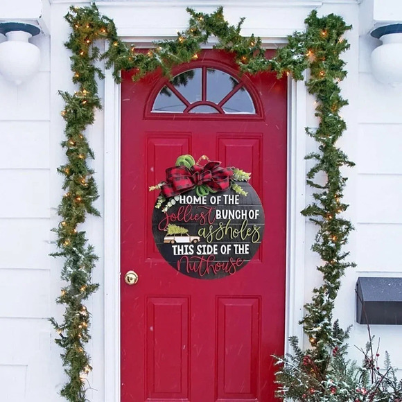 Hanging Christmas Wood Welcome Door Sign for  Home - Picture 5 of 6